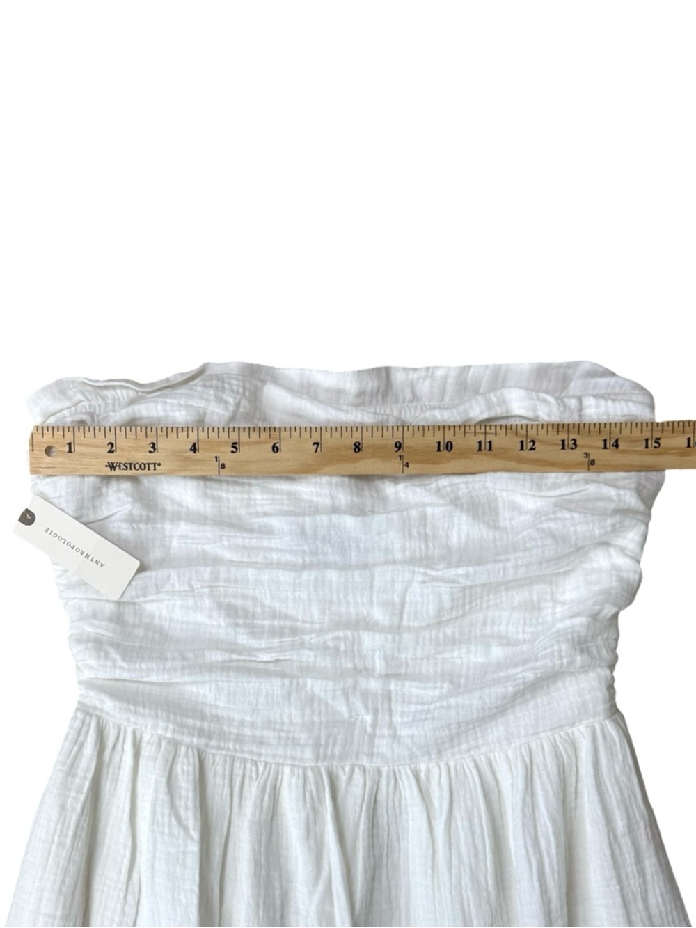 Anthropologie Charlie Holiday White Cotton Gauze Strapless Midi Dress Size 6 NWT - Picture 4 of 10